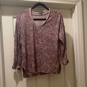 Democracy Muted Pink and Brown Patterned Tunic Top